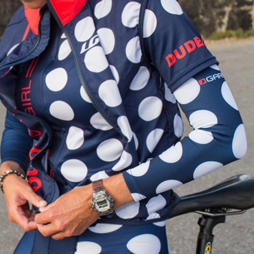 The Dots Cycling Arm Warmers - Navy/Melon